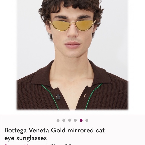 Bottega Veneta Gold Mirrored Sunglasses - Picture 5 of 6